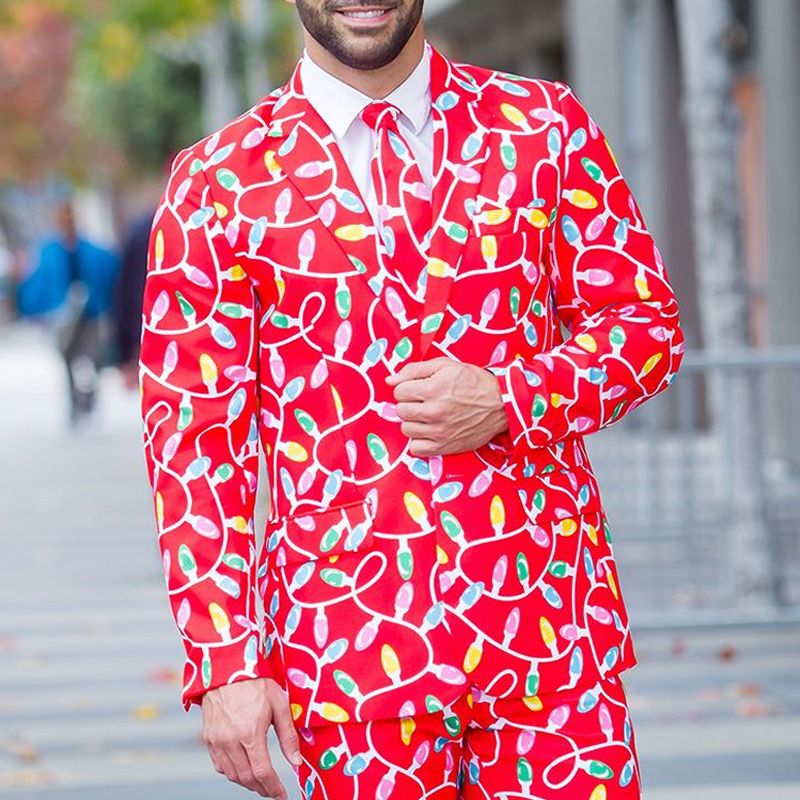 

Lovely Christmas Day Print Red Formal Wear