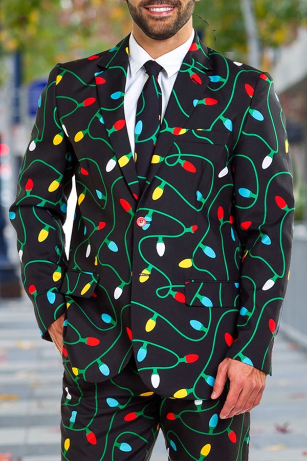 

Lovely Christmas Day Print Black Formal Wear