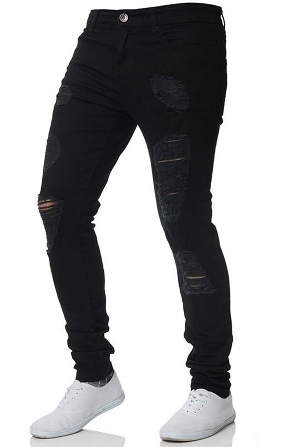 black damaged jeans