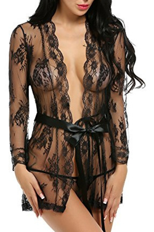

Lovely Chic See-through Black Babydolls
