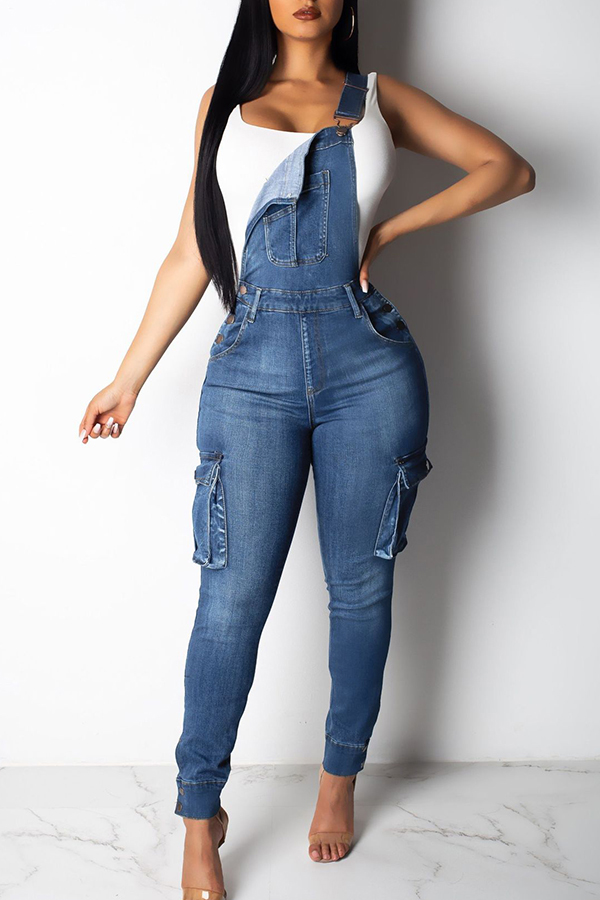 

Lovely Trendy Skinny Baby Blue One-piece Jumpsuit