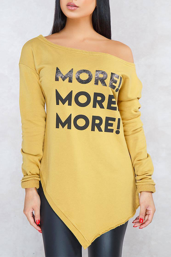 Lovely Casual Letter Yellow Blouse
