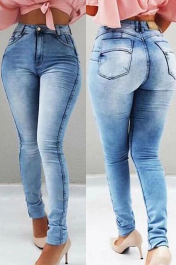 

Lovely Casual Skinny Baby Blue Jeans