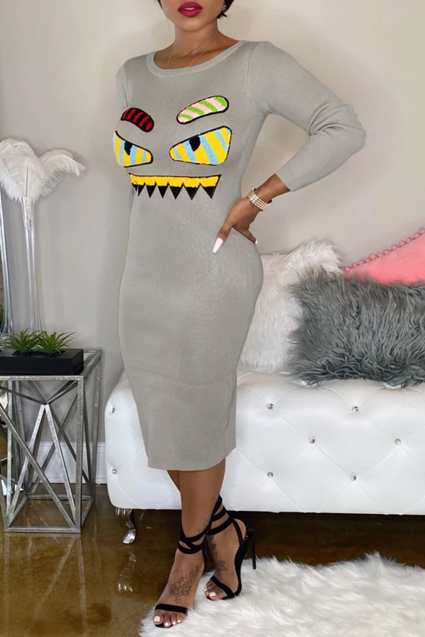 

Lovely Leisure Print Grey Knee Length Dress