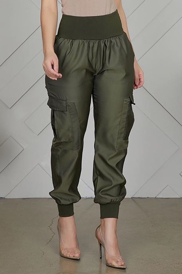 

Lovely Casual Patchwork Army Green Pants