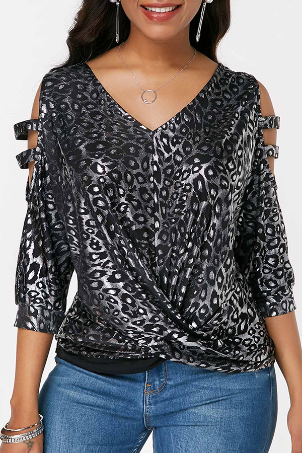 

Lovely Casual V Neck Black Blouse