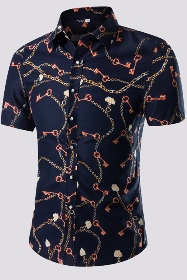 

Lovely Casual Ptint Navy Blue Shirt