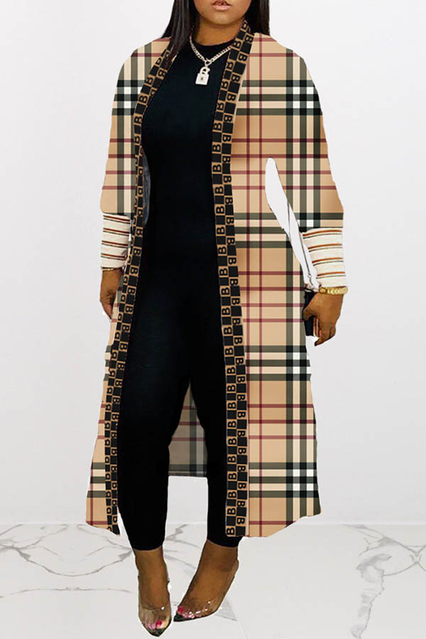 

Lovely Trendy Striped Long Coat, Stripe