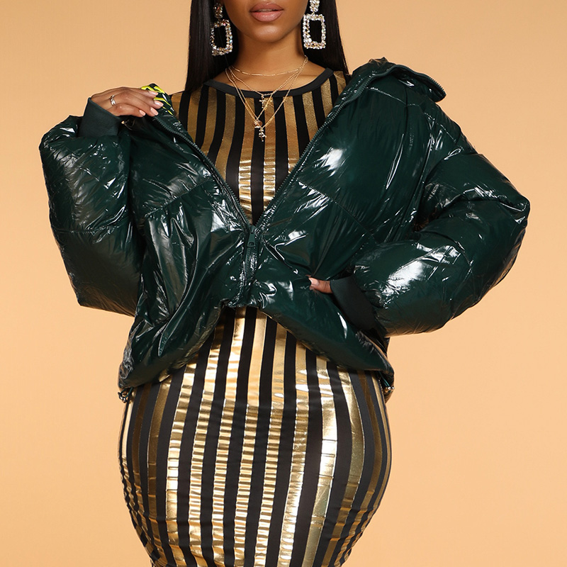 

Lovely Trendy Zipper Design Army Green Winter Coat