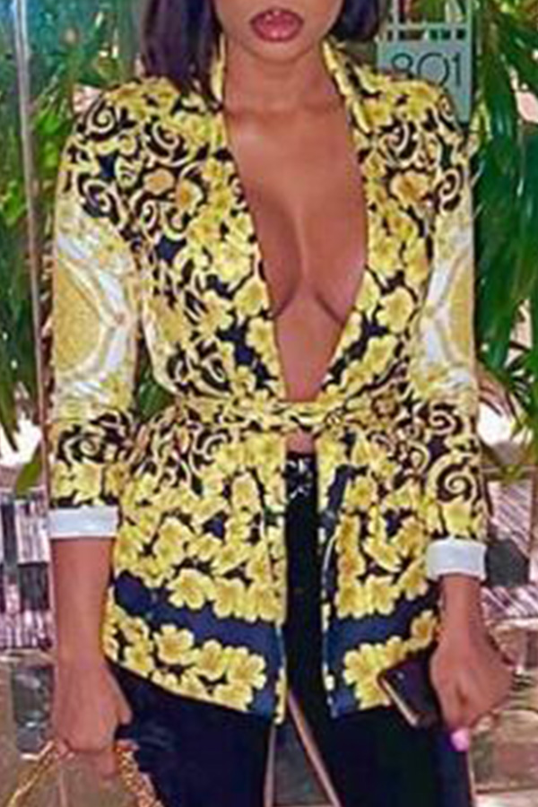 

Lovely Bohemian Print Yellow Blazer