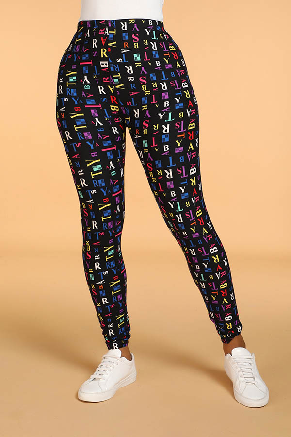 

Lovely Leisure Letter Multicolor Leggings（With Elastic）, Multi