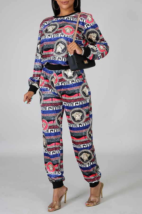

Lovely Leisure Print Multicolor Two-piece Pants Set, Multi