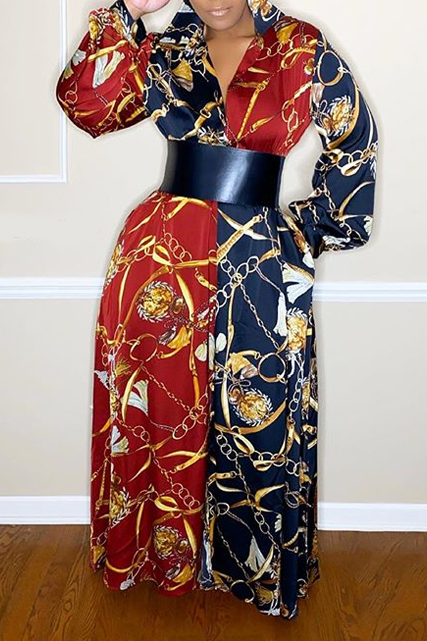 

Lovely Trendy Print Loose Multicolor Maxi Dress(Without Belt, Multi