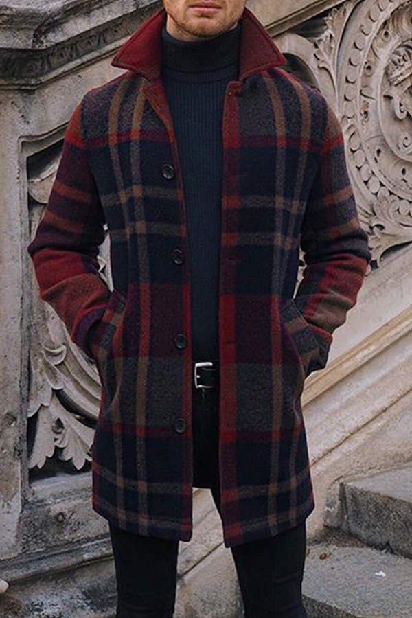 

Lovely Casual Plaid Black And Red Coat, Red and black check