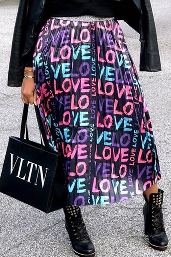 

Lovely Casual Letter Multicolor Skirt, Multi