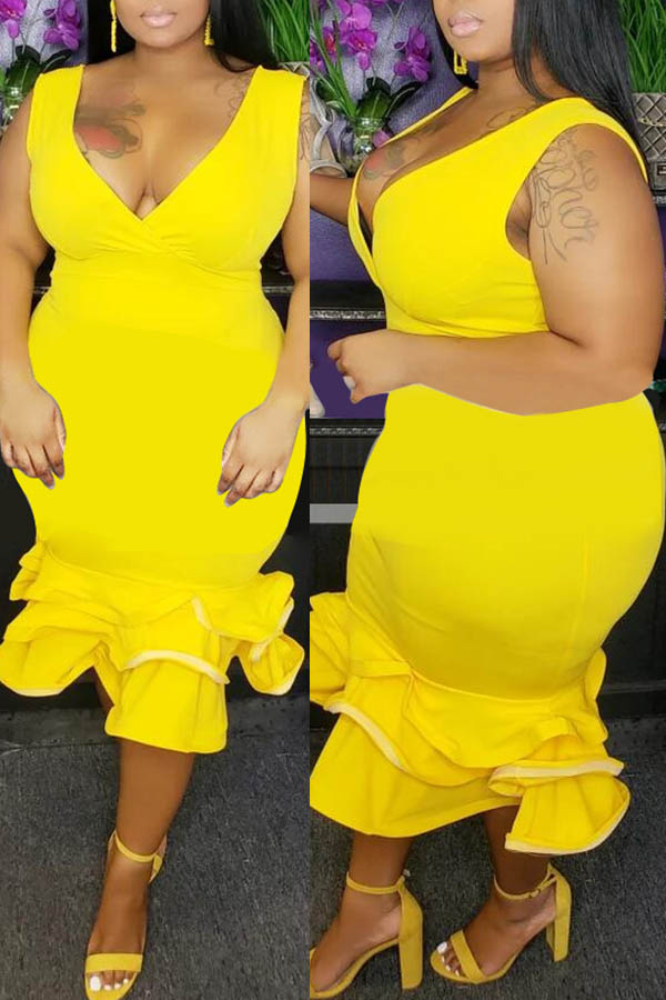yellow plus size outfits