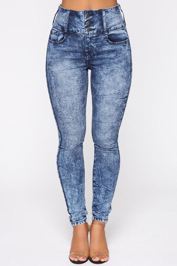 

Lovely Trendy Skinny Deep Blue Jeans