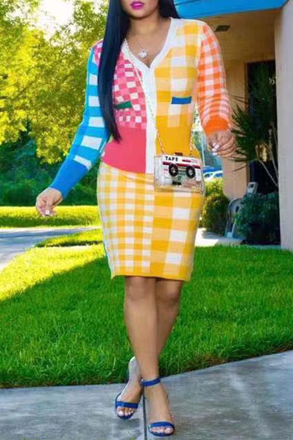 

Lovely Casual Plaid Multicolor Two-piece Skirt Set, Multi
