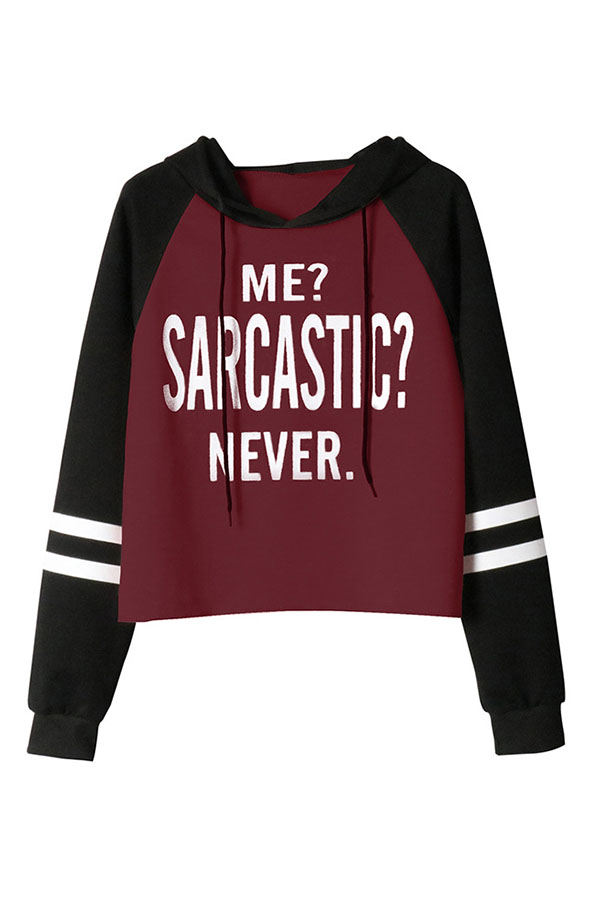 

Lovely Casual Letter Wine Red Hoodie
