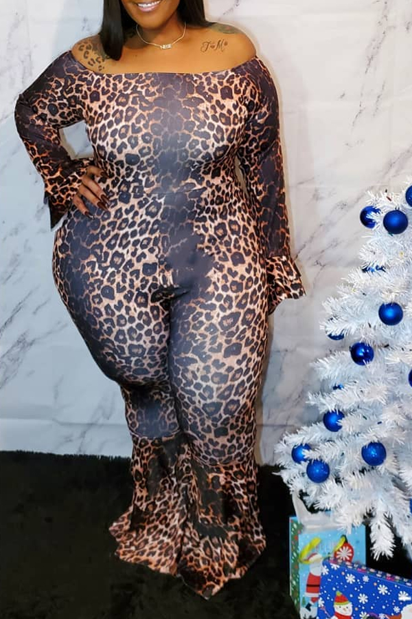 

Lovely Casual Leopard Plus Size One-piece Jumpsuit
