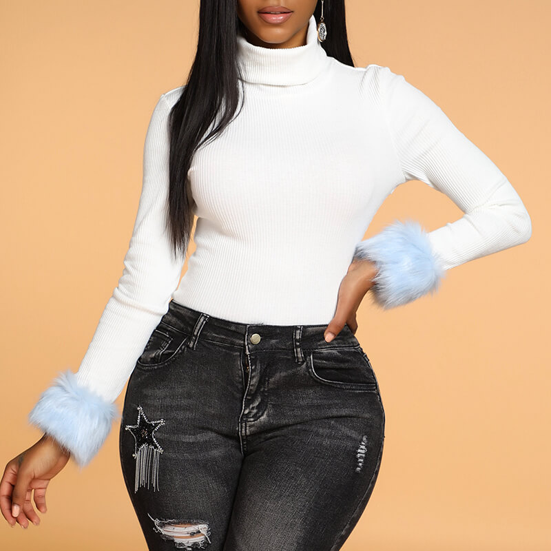 Lovely Sweet Turtleneck Blue Sweater