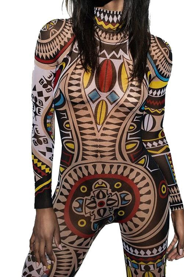 

Lovely Chic Print Skinny Multicolor One-piece Jumpsuit, Multi