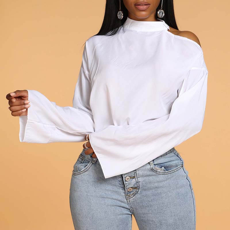 

Lovely Chic Basic Hollow-out White Blouse