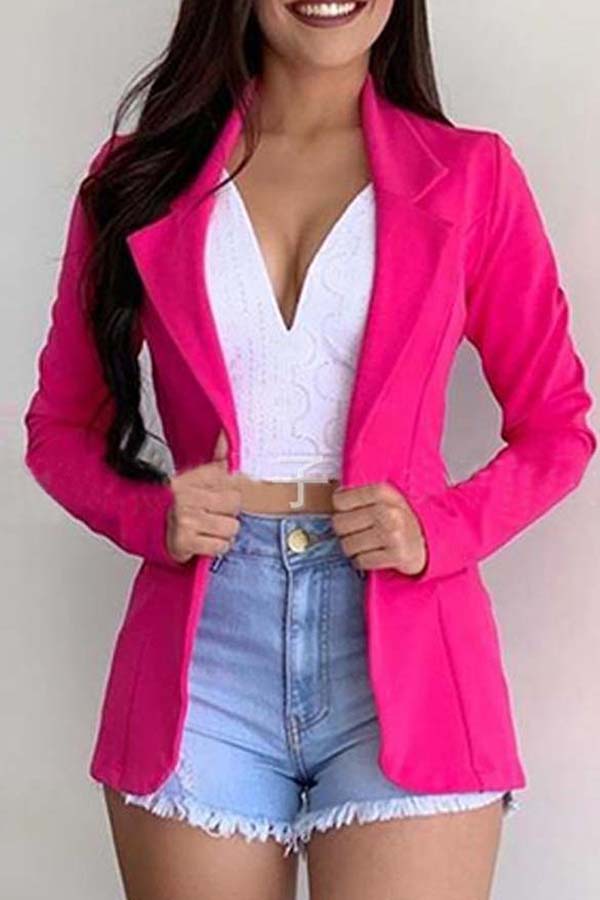 

Lovely Chic Basic Rose Red Blazer
