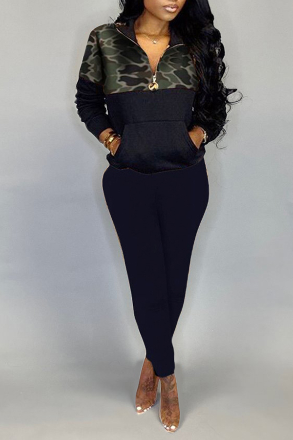 

Lovely Casual Basic Black Two-piece Pants Set