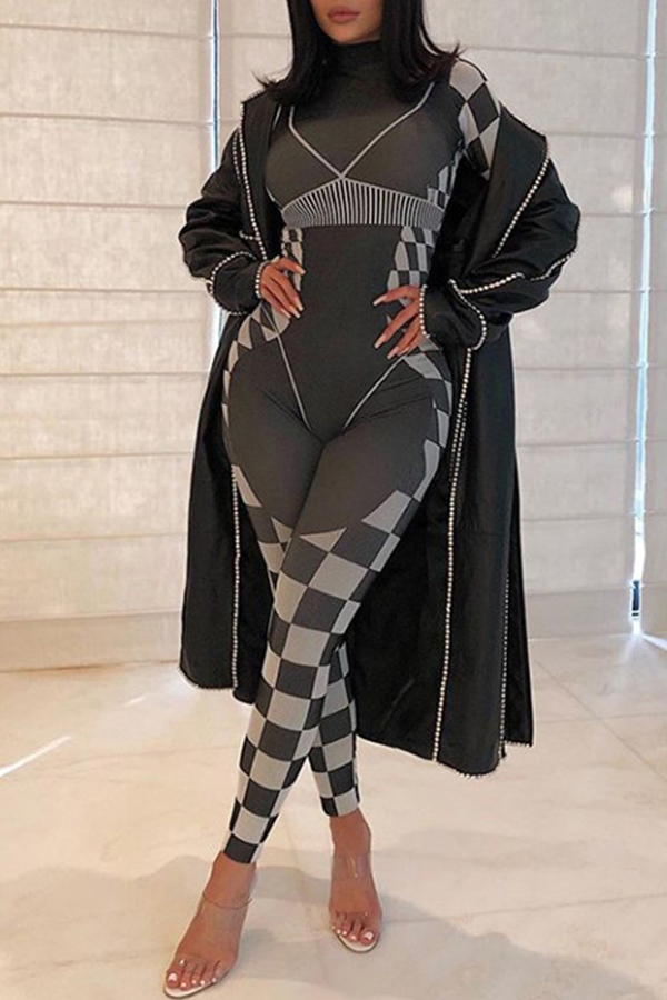 

Lovely Chic Plaid Black One-piece Jumpsuit