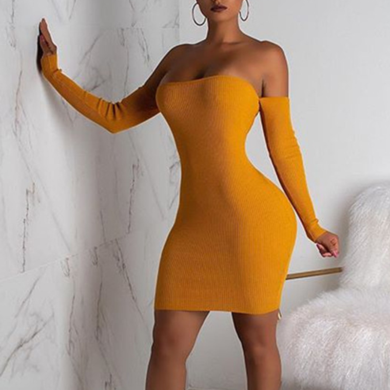 

Lovely Bandage Design Yellow Mini Dress