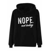 Lovely Casual Letter Print Black Hoodie