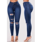 LW Chic Broken Holes Deep Blue Jeans