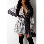 Lovely Casual Patchwork Black And White Mini Dress