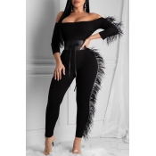 Lovely Chic Patchwork Black One-piece Jumpsuit