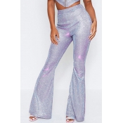 Lovely Casual Flared Purple Pants