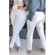 Lovely Trendy Tassel Design White Pants