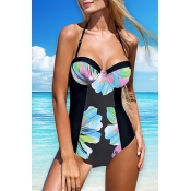Lovely Bohemian Floral Pink One-piece Swimsuit