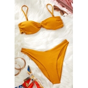 Lovely High-Leg Yellow Two-piece Swimsuit