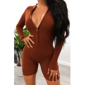 Lovely Chic Skinny Brown One-piece Romper