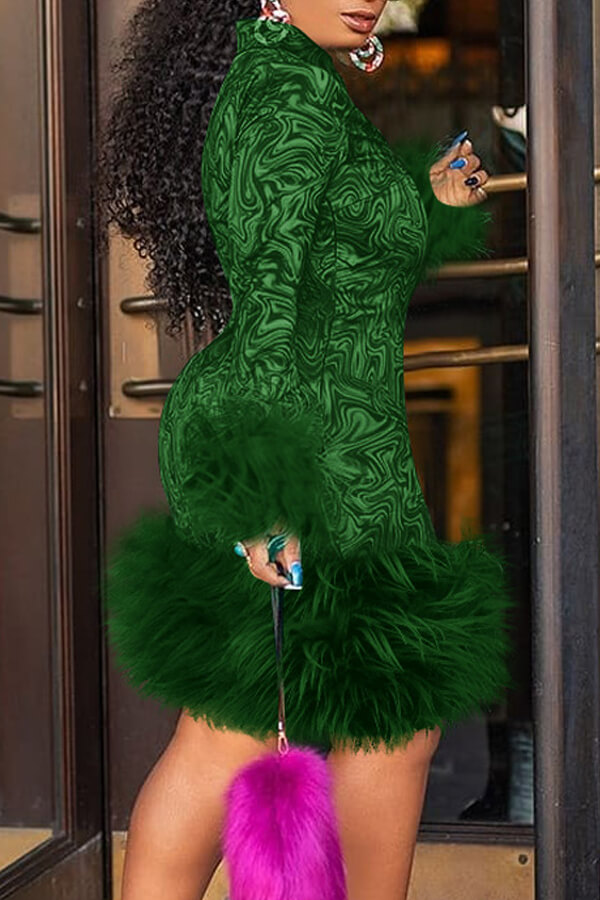 Lovely Chic Turndown Collar Patchwork Green Knee Length Prom Dress от Lovelywholesale WW