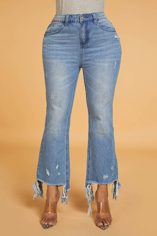 

Lovely Chic Flared Blue Jeans