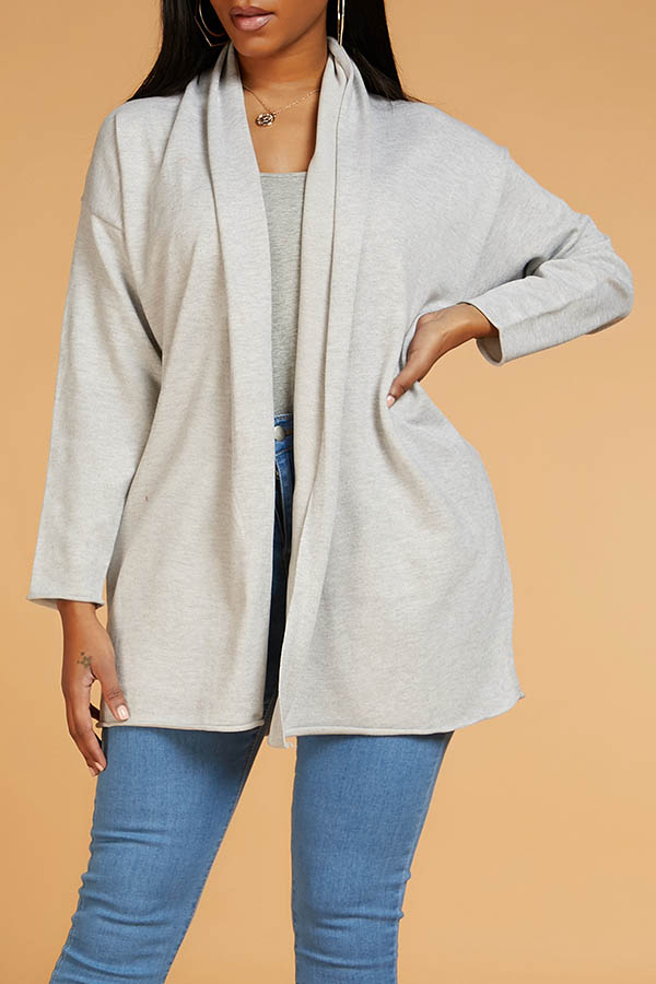 

Lovely Casual Basic Grey Cardigan