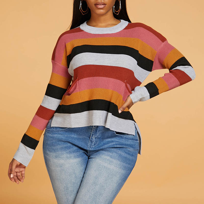 

Lovely Leisure Striped Multicolor Sweater, Multicolor stripe
