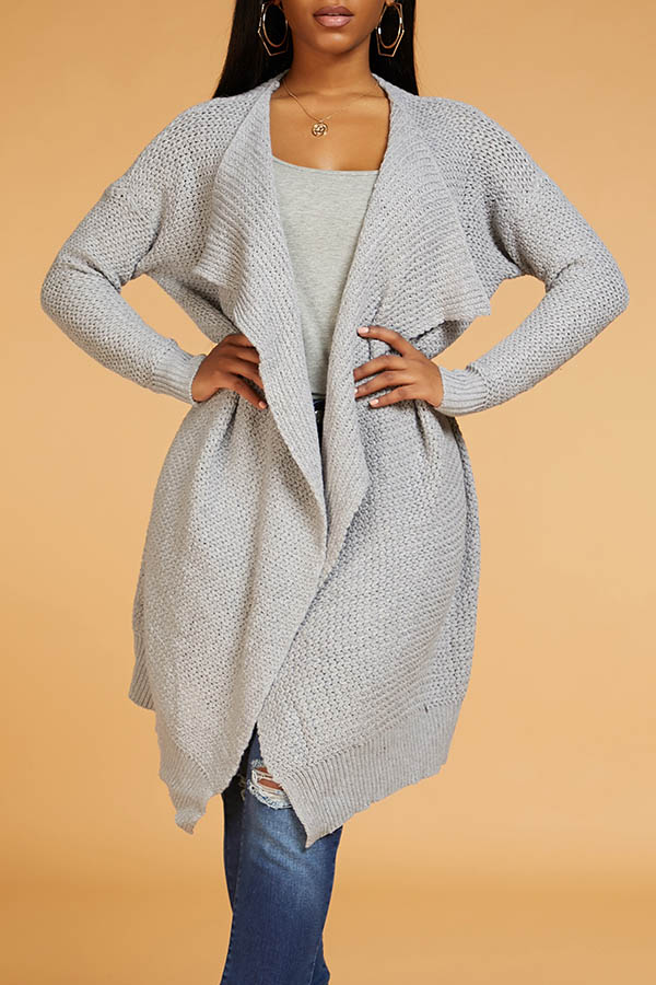 

Lovely Casual Loose Grey Cardigan