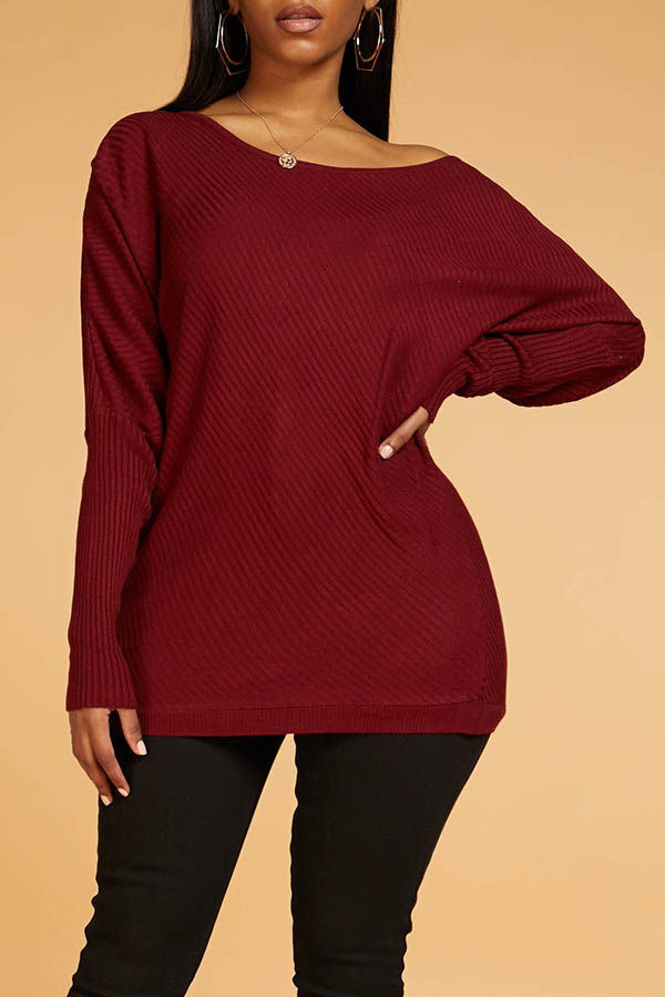 

Lovely Casual Hollow-out Wine Red Sweater