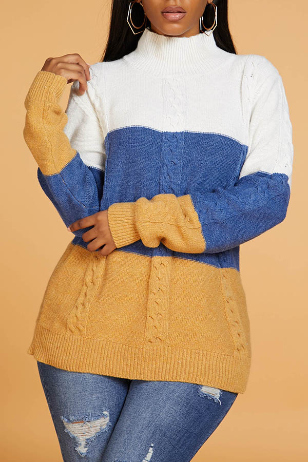 Lovely Casual Color-lump Multicolor Sweater