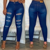 Lovely Chic Hollow-out Blue Jeans
