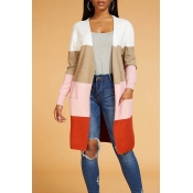 Lovely Chic Color-lump Patchwork Multicolor Cardig