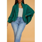 Lovely Casual Hollow-out Green Cardigan